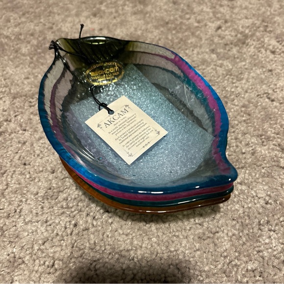 Akcam Turkish Glass Lemons  Appetizer Plate Dish - Set of 4 - New Colorful 6’ - Picture 1 of 2